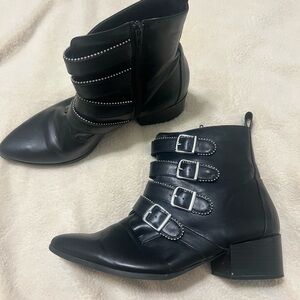 Black Ankle Boots with Buckle Straps